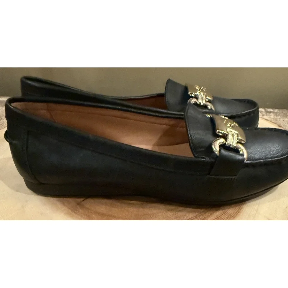 Kate Spade NY Carson Slip On Driving Loafers Shoe Flats Black Leather 5B New‎